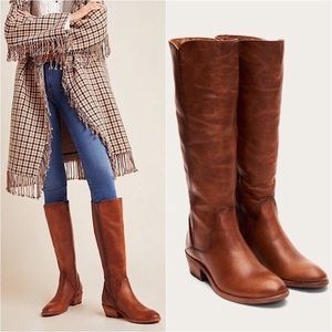 Frye Carly Shield Cognac Western Knee High Boot